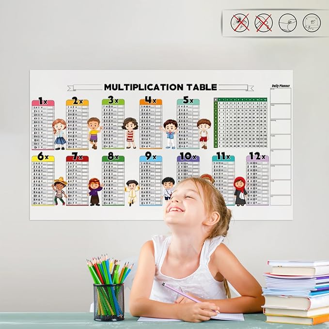 Table de multiplication ou Addition effaçable, antistatique et réutilisable